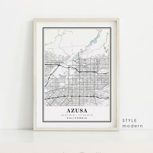 Azusa California map, Azusa CA map, Azusa city map, Azusa print, Azusa poster, Azusa map art