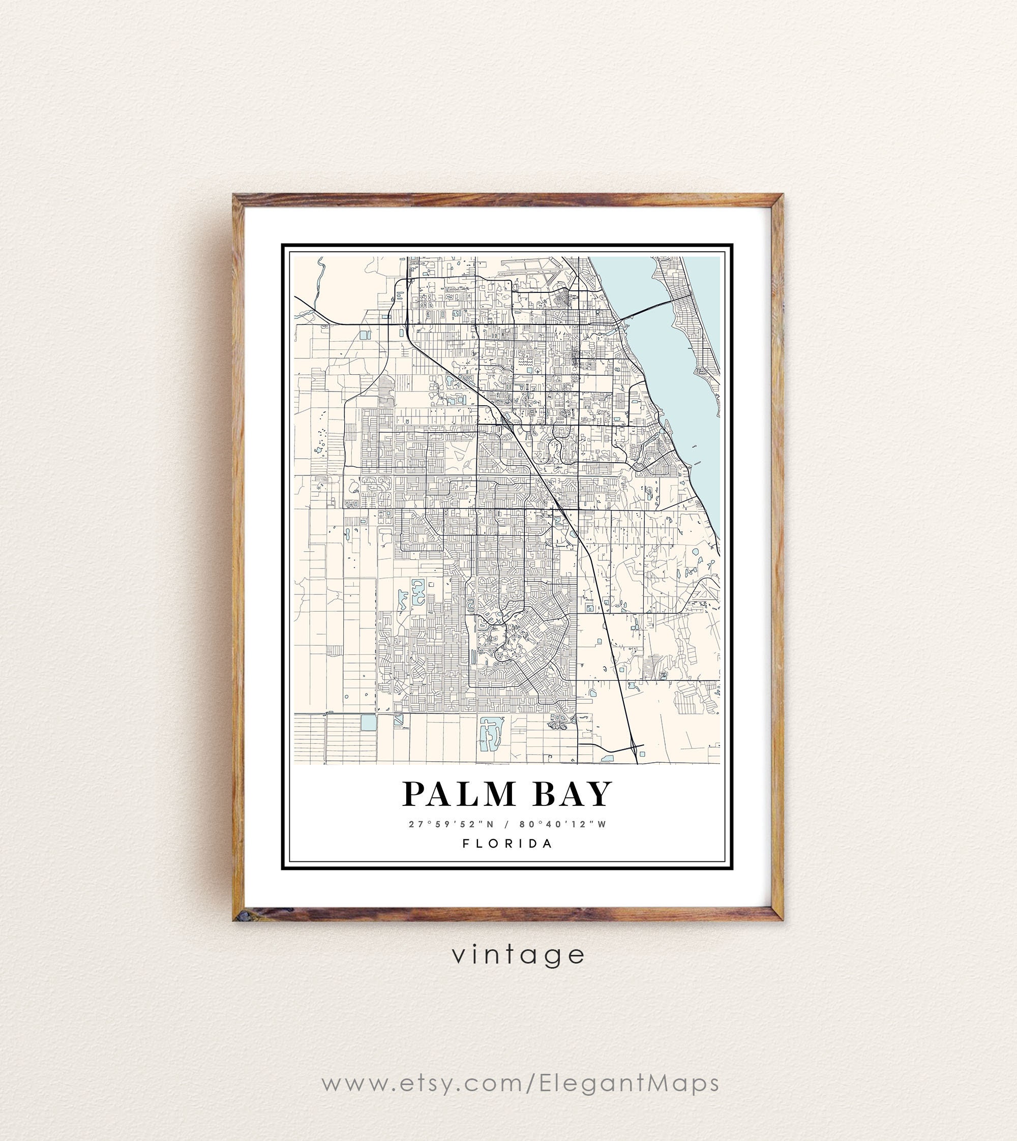 Palm Bay Florida Map Palm Bay FL Map Palm Bay City Map Palm | Etsy