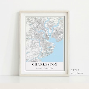 Charleston South Carolina map, Charleston SC map, Charleston city map, Charleston print, Charleston poster, Charleston art, Charleston map