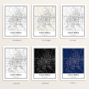 Columbia Missouri map Columbia MO map Columbia city map | Etsy