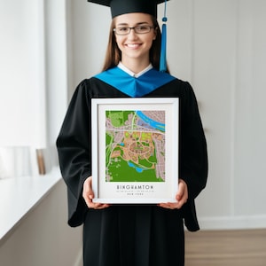 Binghamton University Campus Map Art Print: Binghamton, NY Alumni Gift