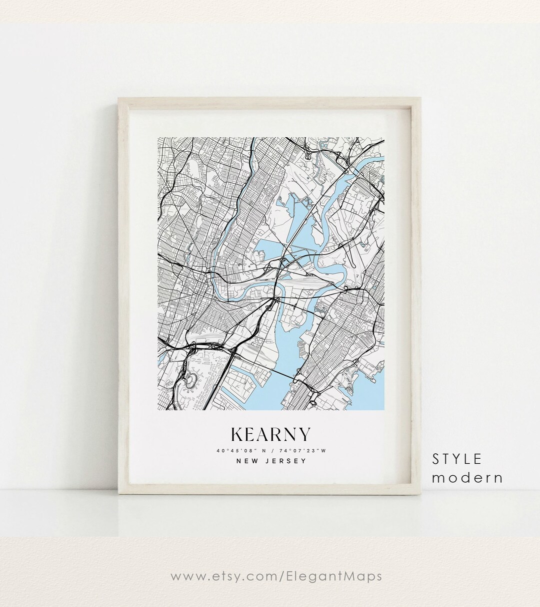 Kearny New Jersey Map Kearny NJ Map Kearny City Print Etsy