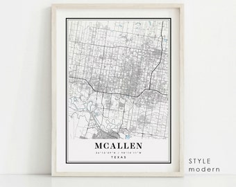 Mcallen Texas Map Black and White Coordinates Map of - Etsy