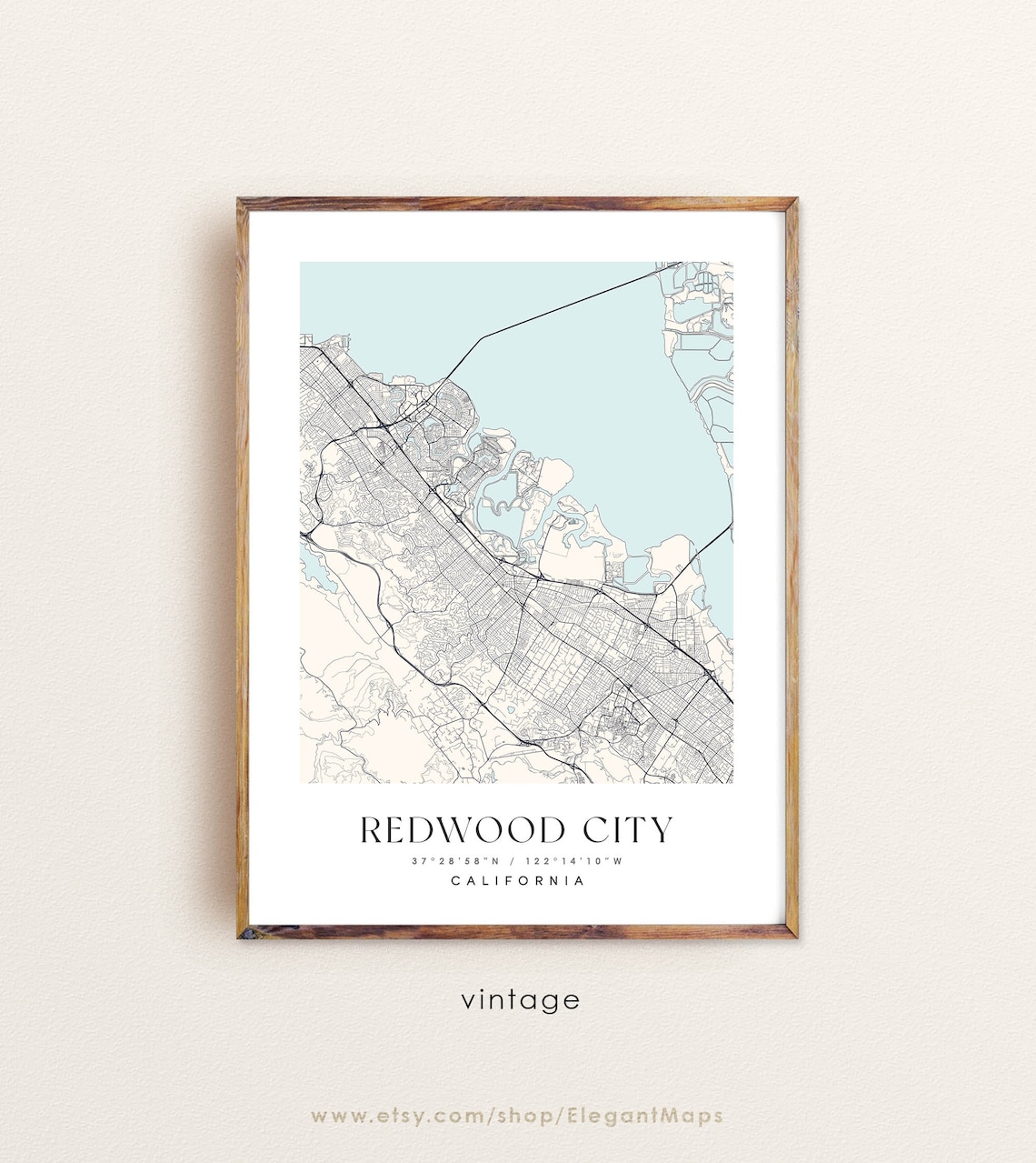 Redwood City California Map Redwood City CA Map Redwood City - Etsy
