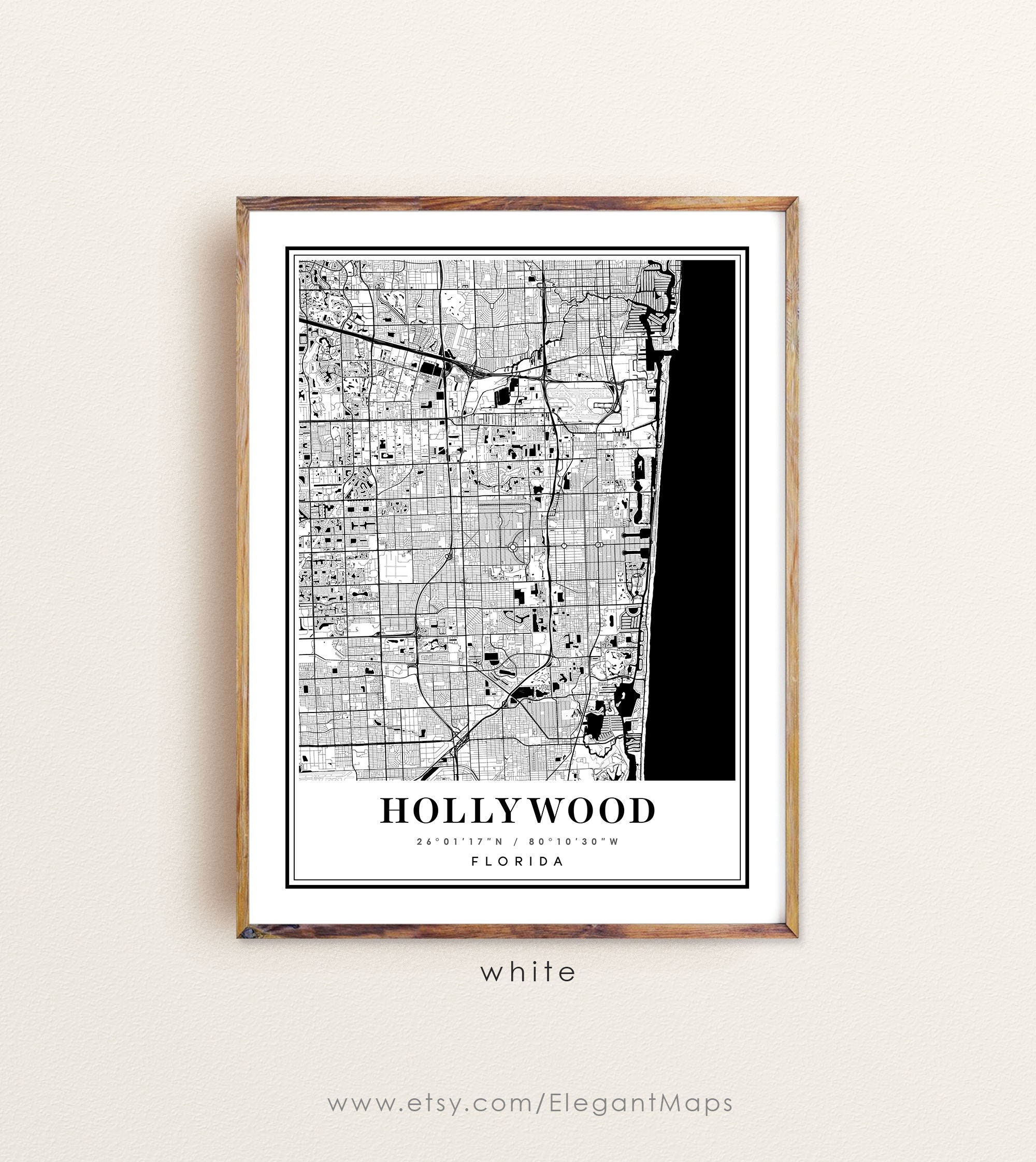 Hollywood Florida Map Hollywood - Il Fullxfull.3450822808 Kr4p