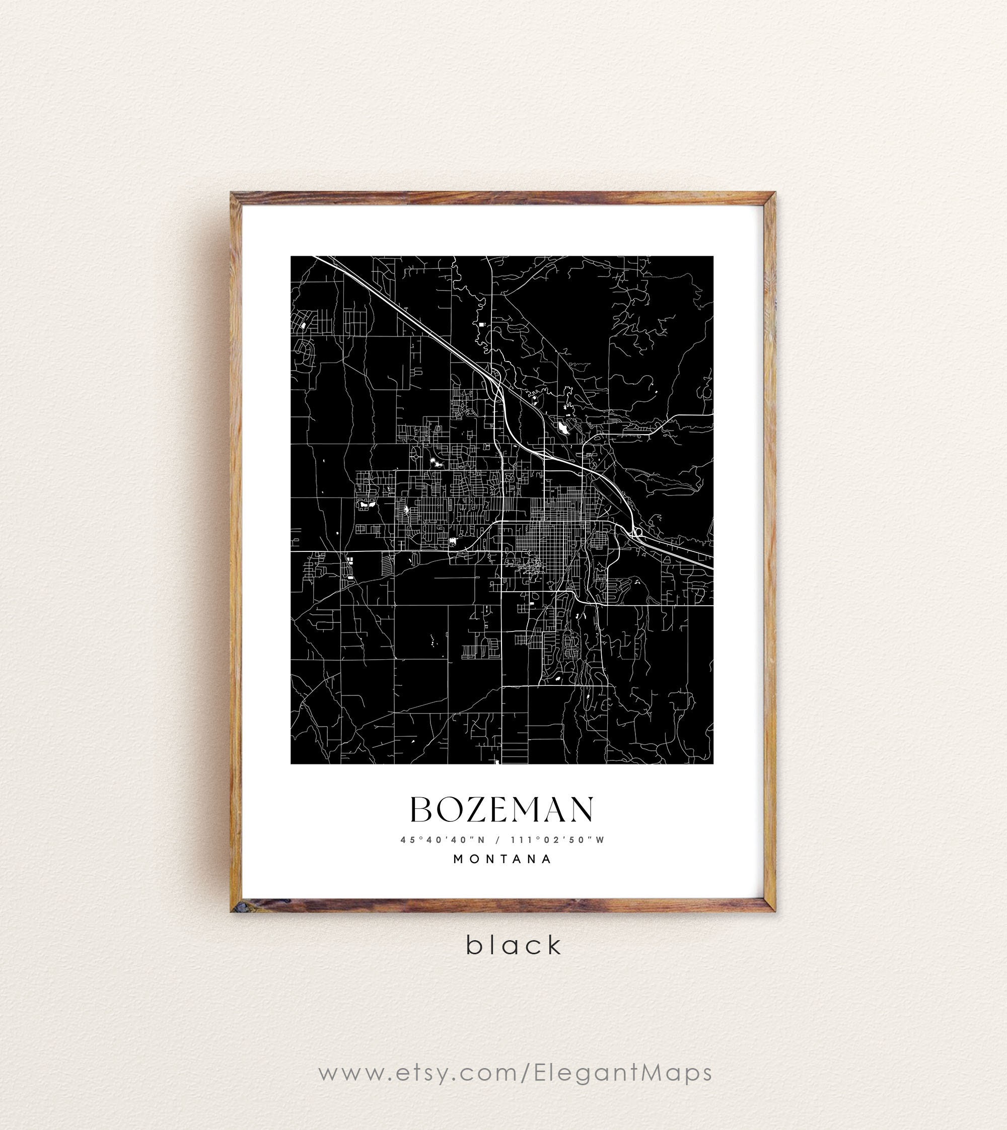 Bozeman Montana Map City Print - Etsy