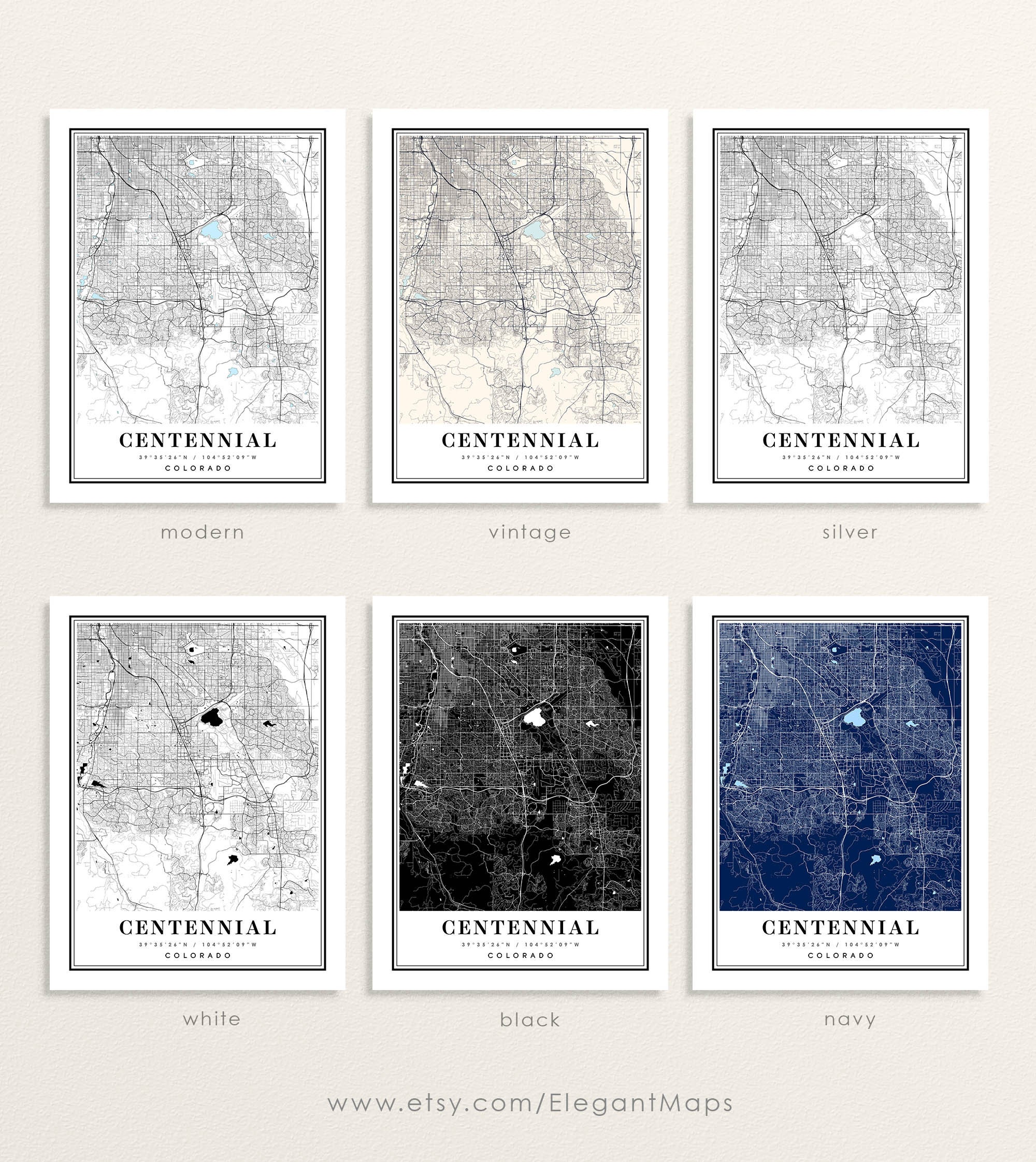 Centennial Colorado Map Centennial CO Map Centennial City Etsy
