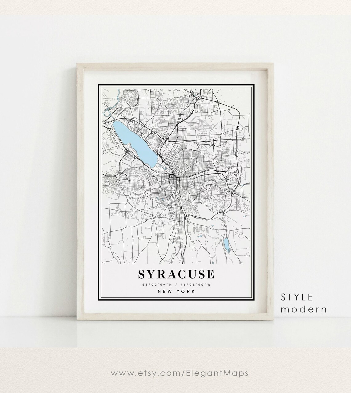 Syracuse New York Map Syracuse NY Map Syracuse City Map | Etsy