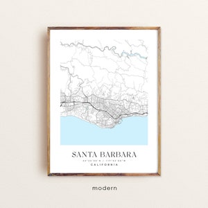Santa Barbara California map, Santa Barbara CA map, Santa Barbara city print, Santa Barbara poster, Santa Barbara art, Custom city map