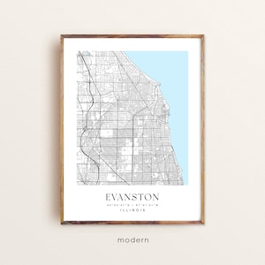 Evanston Illinois Map Print: Custom City Wall Art