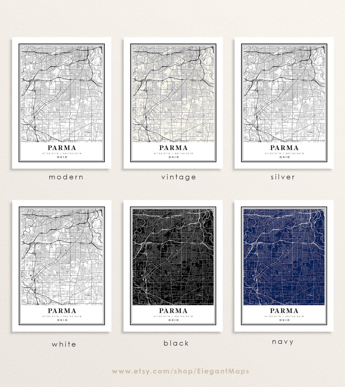 Parma Ohio map Parma OH map Parma city map Parma print  Etsy