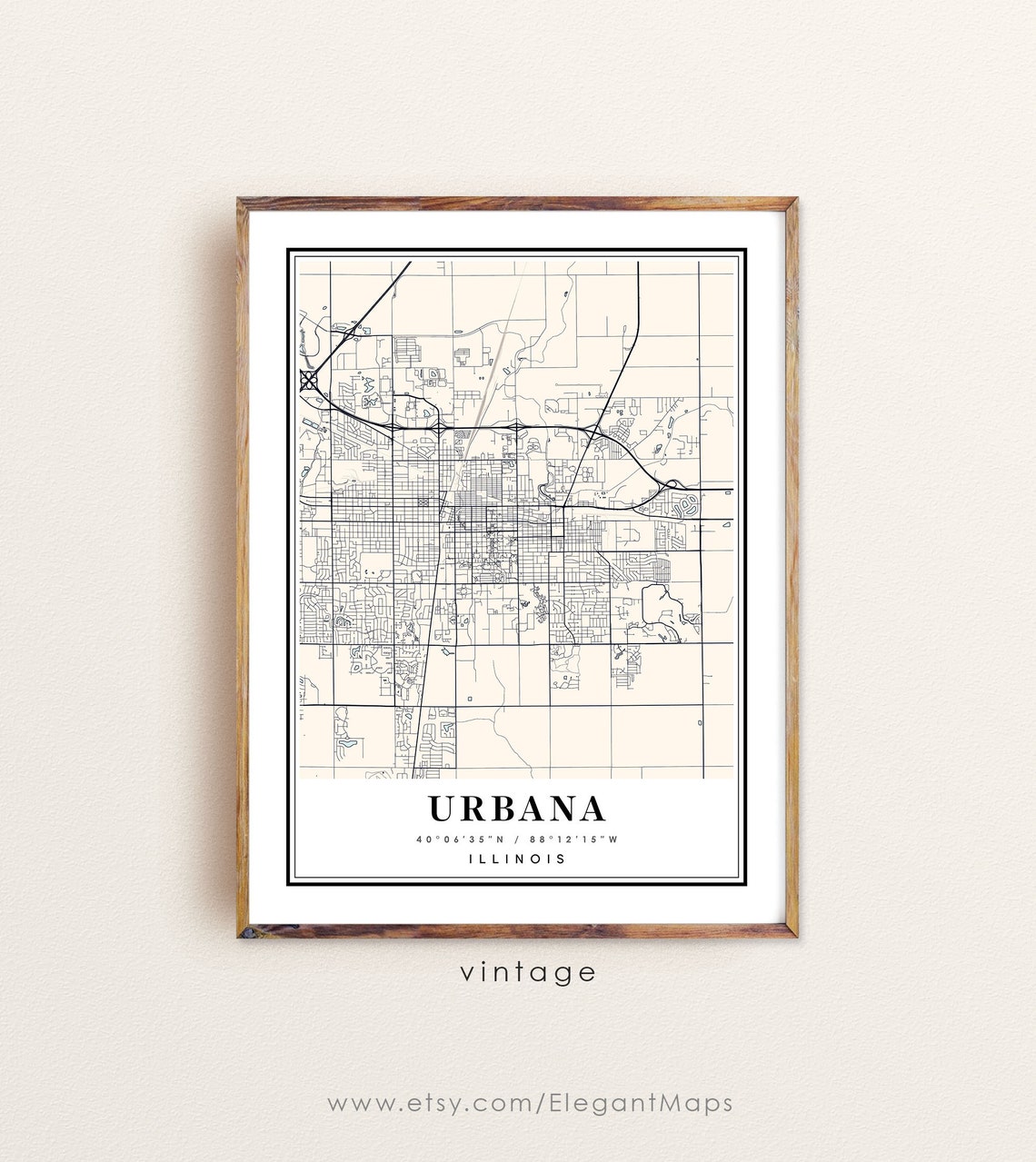 Urbana Illinois Map Urbana IL Map Urbana City Map Urbana Etsy
