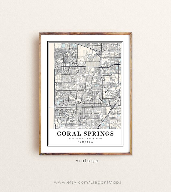 Coral Springs FL Map Coral Springs Map Print Coral Springs Minimalist Coral Springs Map Modern Poster Florida Coral Springs City Map