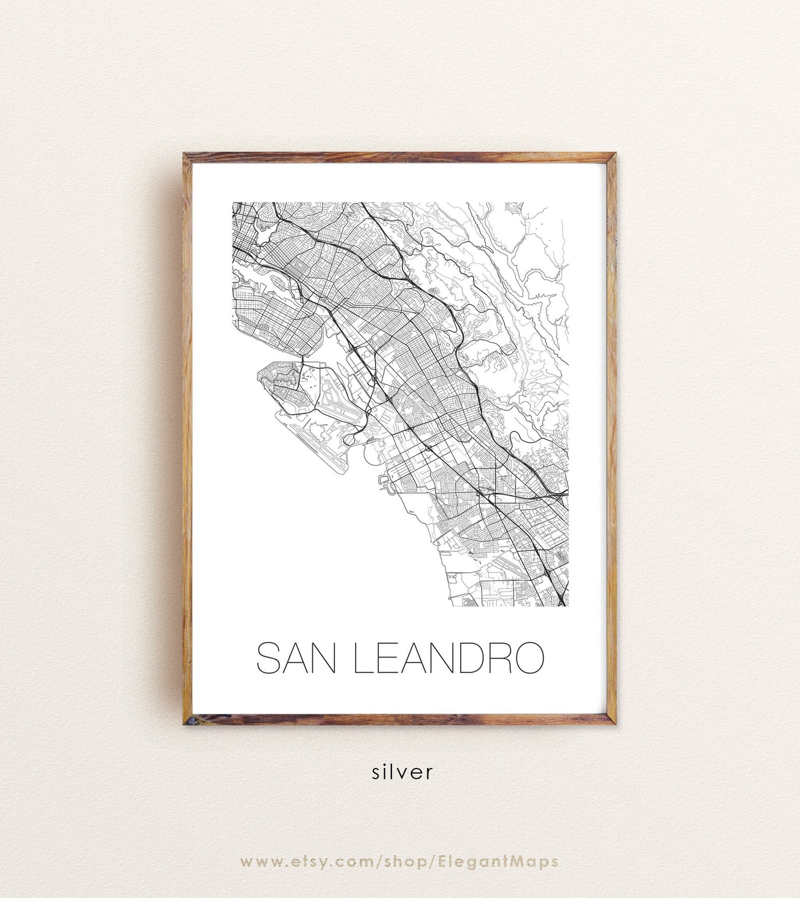 SAN LEANDRO Map Poster Print Art San Leandro CA city map Etsy