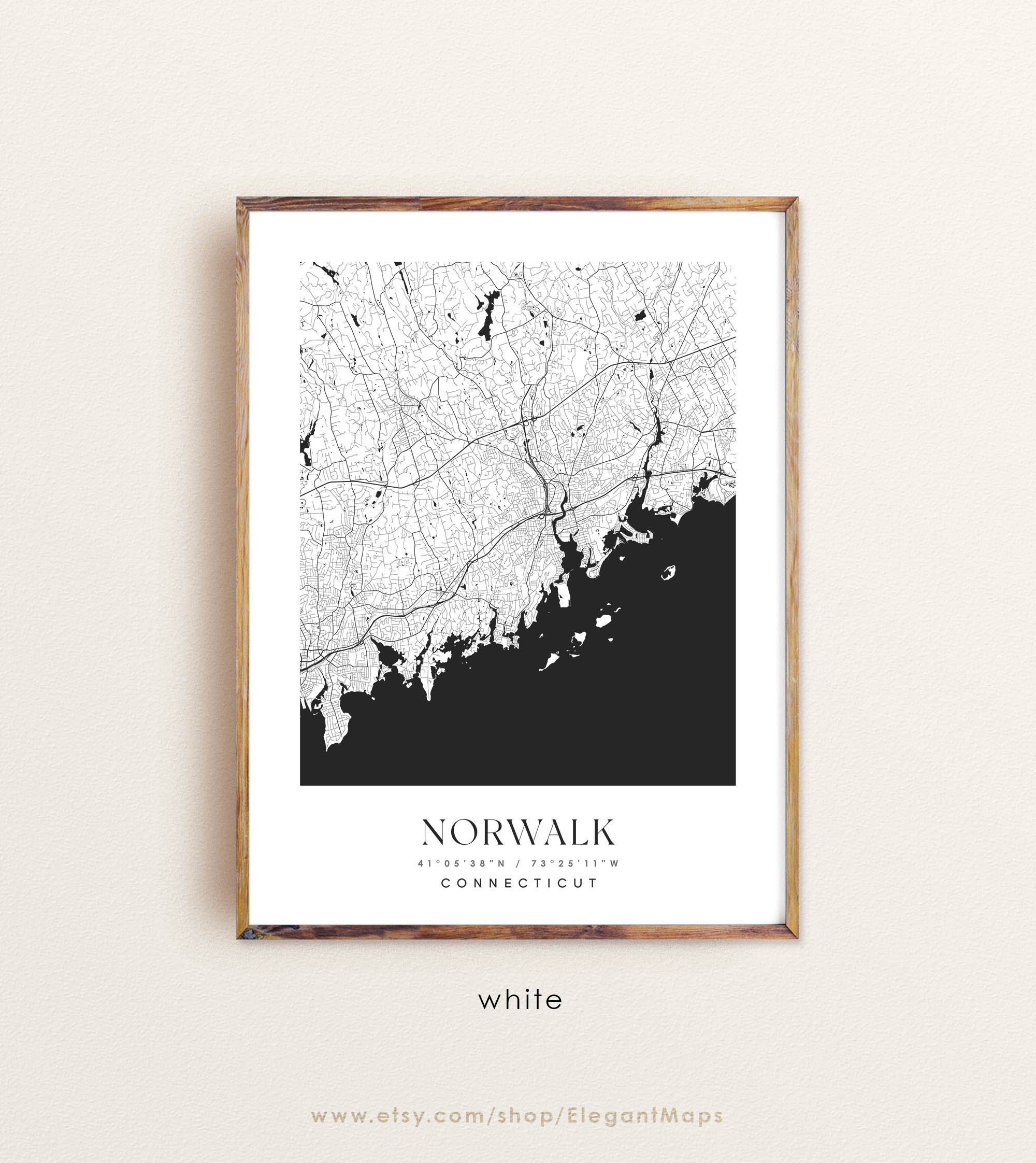 Norwalk Connecticut Map Norwalk CT Map Norwalk City Print Etsy