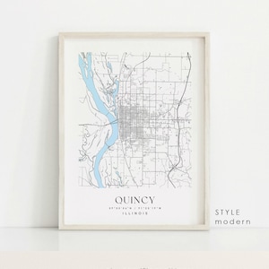 Quincy Illinois map, Quincy IL map, Quincy city print, Quincy poster, Quincy art, Custom city map, Wall Art