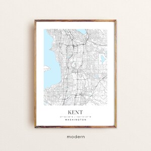 Kent Washington map, Kent WA map, Kent city print, Kent poster, Kent art, Custom city map, Wall Art