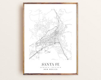 Santa Fe New Mexico Map Art Print: Custom Cityscape Wall Art