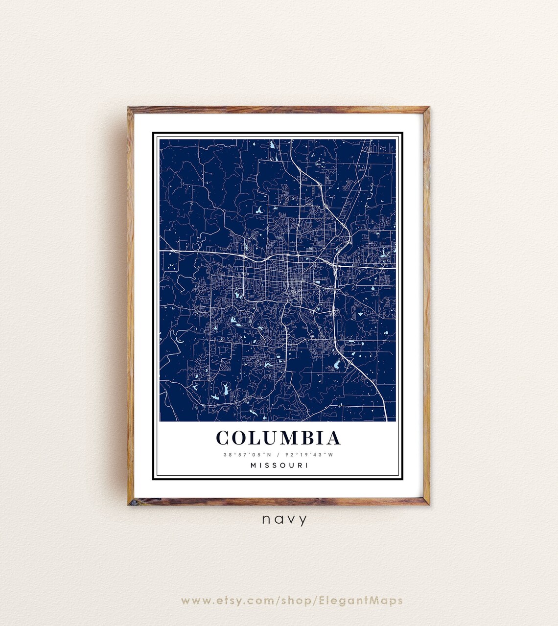 Columbia Missouri map Columbia MO map Columbia city map | Etsy