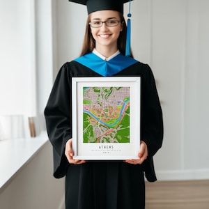 Ohio University Campus Map Wall Art Print – Athens OH College Gift, Dorm Decor, University Map Poster