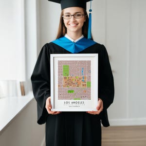 Universität von Kalifornien Los Angeles Lageplan Wand Kunst Druck, UCLA Poster Geschenk für Studenten & Alumni, CA College Dekor
