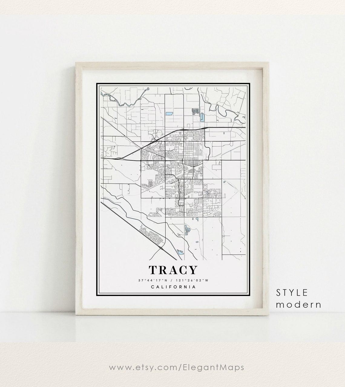 Tracy California Map Tracy CA Map Tracy City Map Tracy Etsy