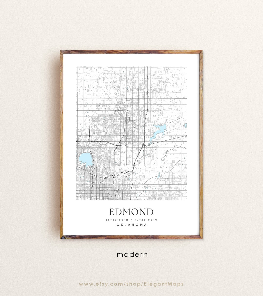 Edmond Oklahoma Map, Edmond OK Map, Edmond City Print, Edmond Poster