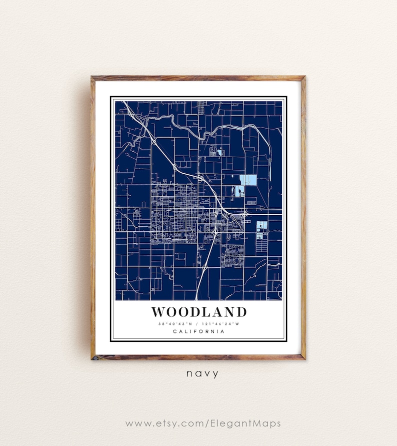 Woodland California Map Woodland CA Map Woodland City Map Etsy