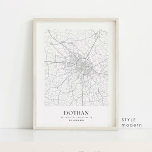 Dothan Alabama Map Art Print: Custom City Wall Decor