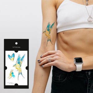Ukraine Temporary Tattoo | Temporary tattoo bird | tattoos for women | Ukrainian set | Stickers stand with Ukraine | Tattoo flash print