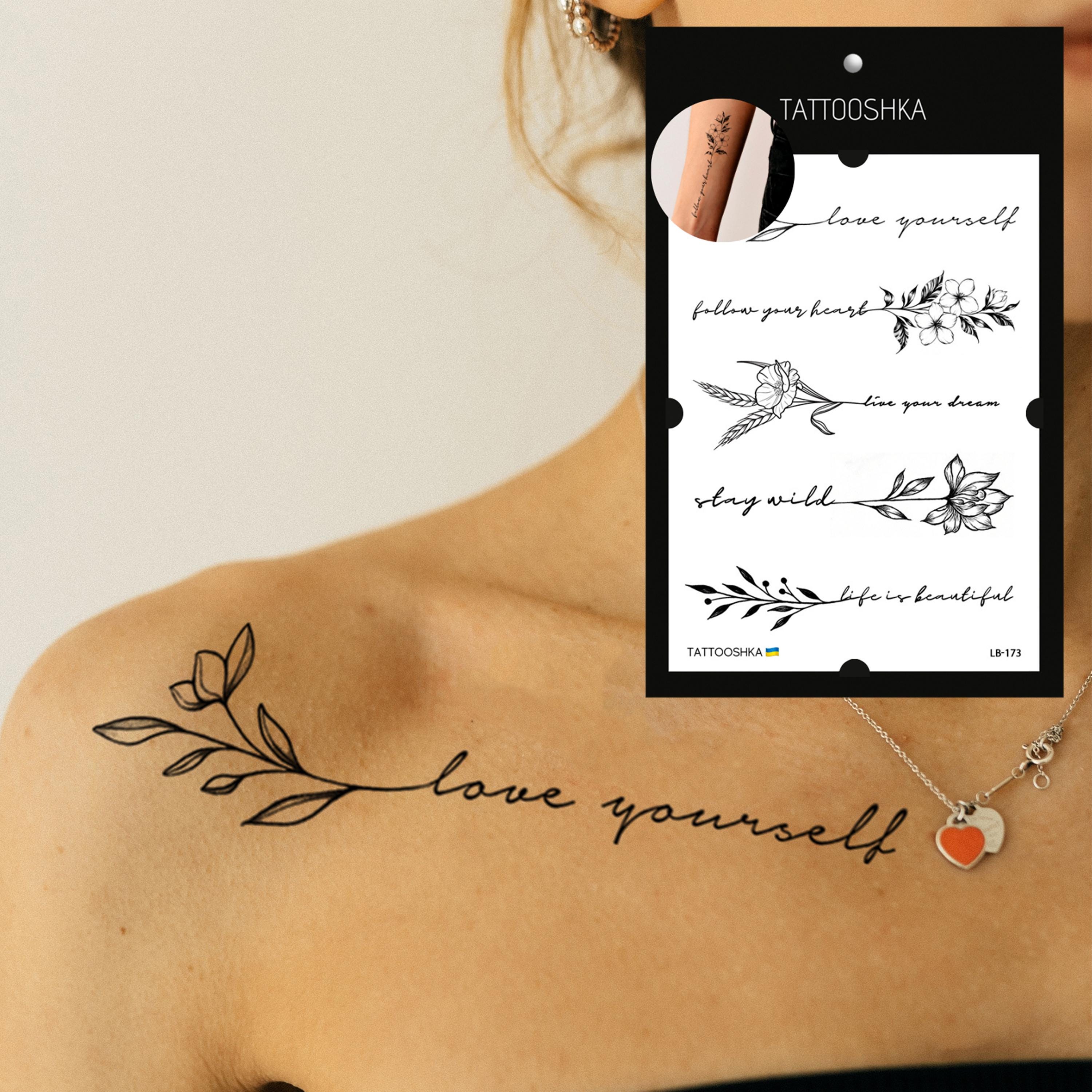 Temporary Tattoo Set | Minimalist Fake Tattoos for Women | Tattoo Set |  Body Art for Women| Elegant Fake Tattoo for Shoulder Floral - Etsy, image size:3000x3000