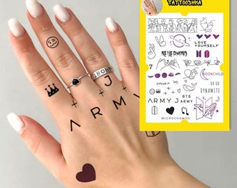 30 BTS tattoo | K-Pop tattoo | BTS Theme | temporary tattoo | BTS Fan Gift | Jungkook Temporary Tattoo | Waterproof, Easy to Apply & Remove