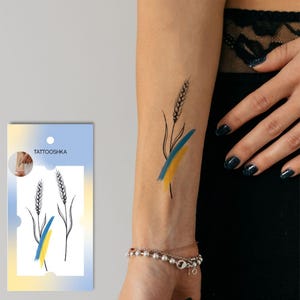Temporary Tattoo | Temporary tattoo wheat | Tattoos for women | Ukrainian set | Stickers stand with Ukraine | Tattoo flash print