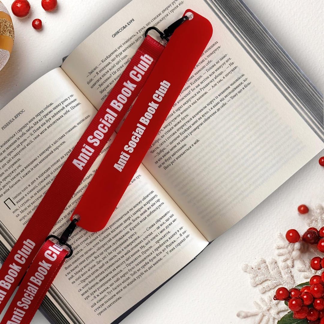 Christmas Book Strap | Red Bookmark Sling | Holiday Bookstrap Gift for ...