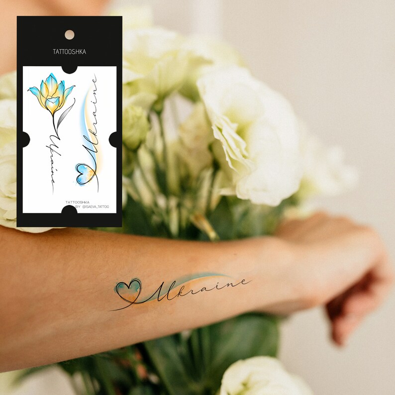 Temporary Tattoo Temporary Tattoo Heart Tattoos for Women Ukrainian Set