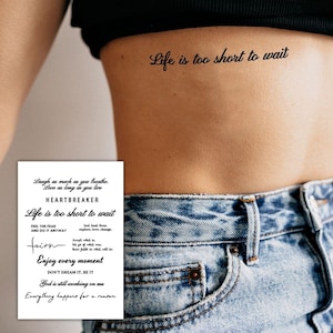 Set de tatuajes temporales con frases inspiradoras | Palabras motivacionales | Tatuajes falsos resistentes al agua para mujeres y hombres | Tatuaje motivacional