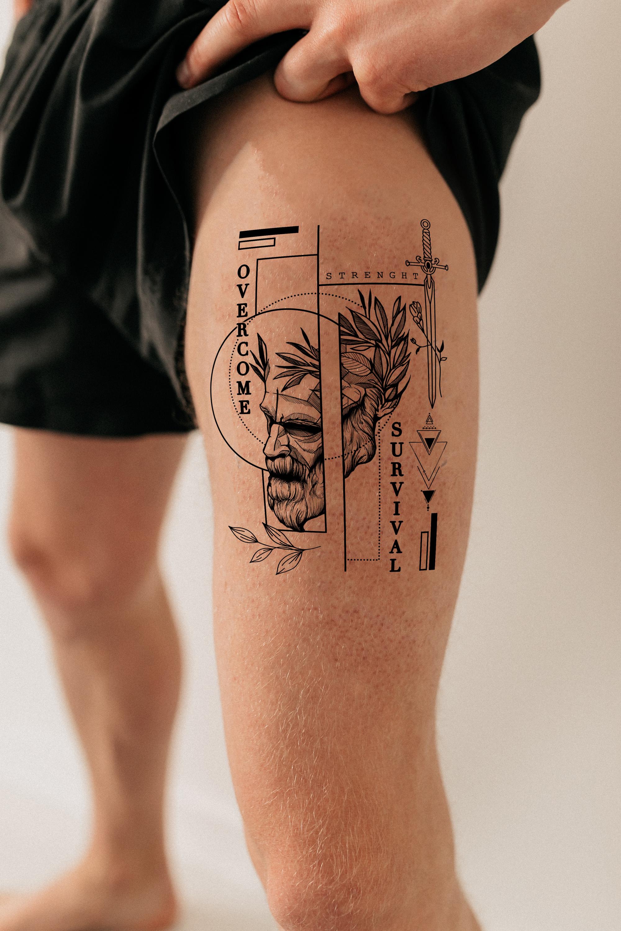 Geometrische tatoeage | Tatoeage Mannen | Tatoeage Onderarm | Abstracte  tijdelijke tatoeage | Realistische waterdichte body art | Mouwtatoeage -  Etsy België, image size:2000x3000