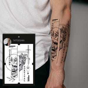 Geometric Tattoo | Tattoo Men | Tattoo Forearm | Abstract Temporary Tattoo | Realistic Waterproof Transfer Body Art |  Sleeve Tattoo