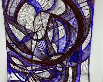 Original Abstract Line Drawings on Paper
