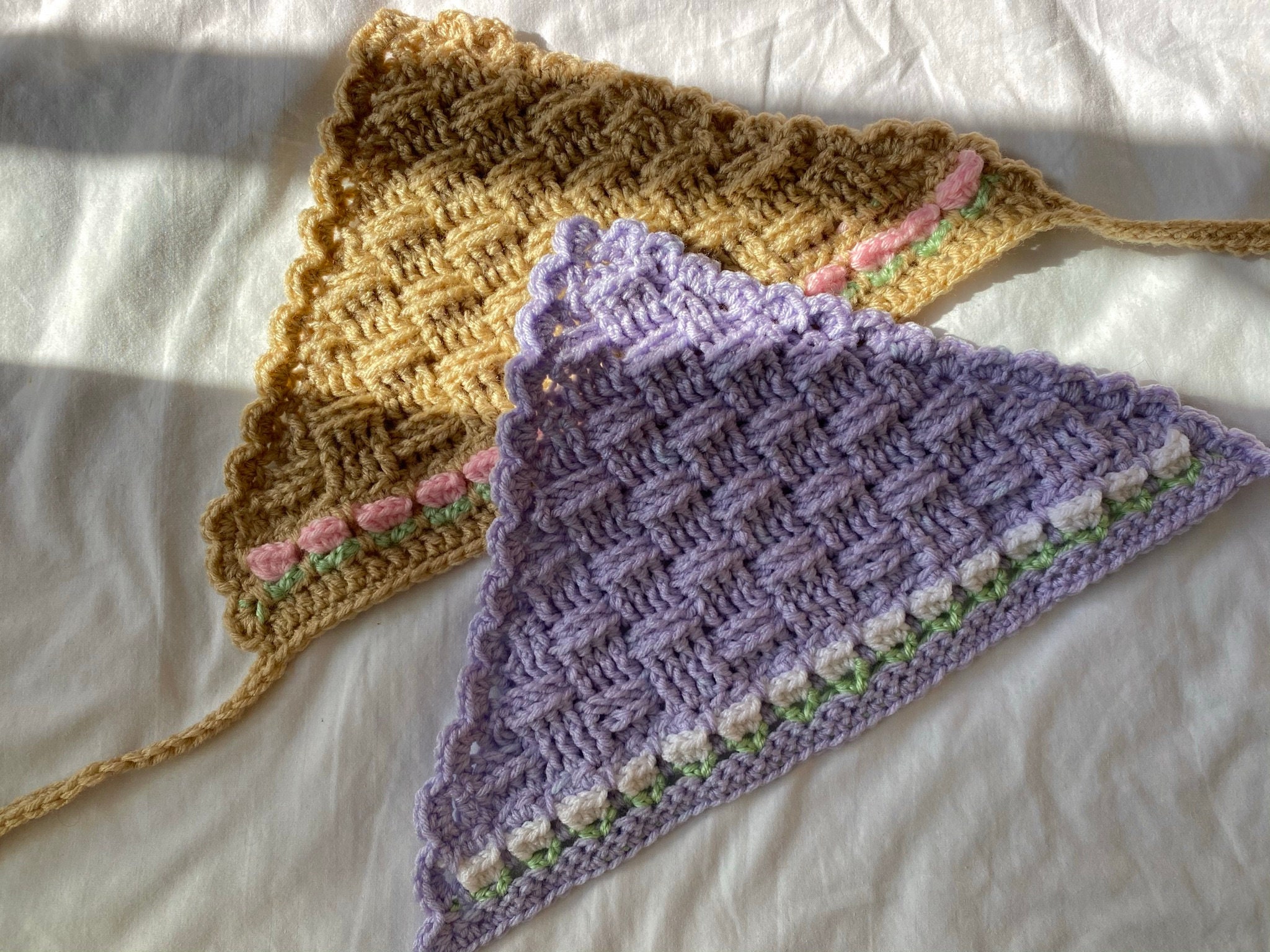 Crochet Cottagecore Flower Bandana | Etsy