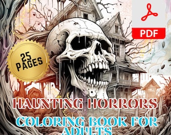 Horror kleurboek, 25 illustraties voor volwassenen, PDF direct te downloaden