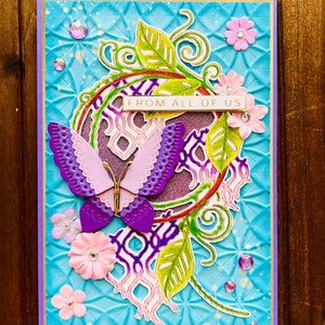 Purple Folk Butterfly on Leaf Hoop From All of Us Card
