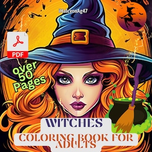 Witches Coloring Book | Over 50 Illustrations | PDF Download