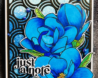 Blue Magnolia Just a Note Blank Card