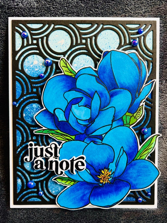 Blue Magnolia Just a Note Blank Card 