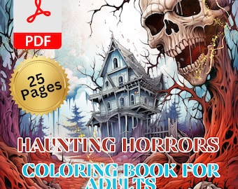 Horror kleurplatenverzameling, PDF-download voor volwassenen met 25 duistere illustraties