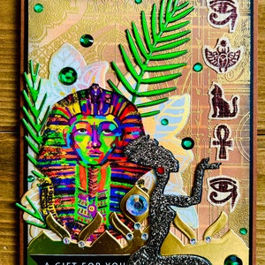 Egyptian Pharaoh Greeting Card: Glitter Queen Silhouette, &quot;A Gift For You&quot;