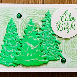Christmas Trees Handmade Holiday Greeting Card, Festive Seasonal Design, Elegant Christmas Tree Card for Holiday Wishes
