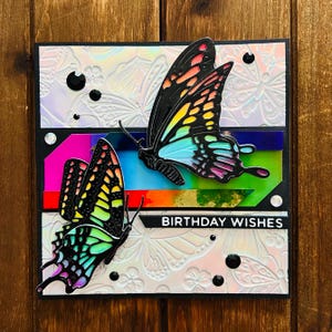 Rainbow Butterfly Duo Birthday Wishes Card