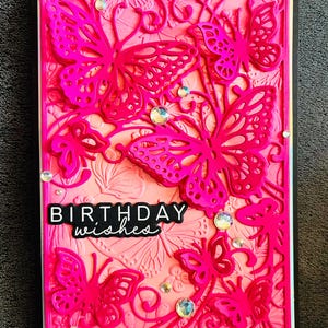 Dimensional Fluttering Butterflies Birthday Wishes Card